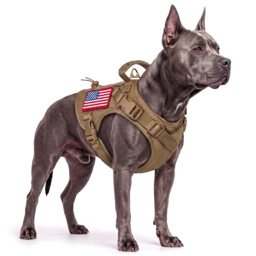 Hanshengday Tactical Service Dog Vest Harness for Medium Large Dog, Military K9 Training Dog Vest...