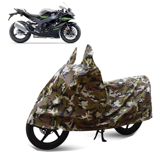 Image of Sulfar Bike Cover for Kawasaki Ninja ZX-10R SE (2026) (Superbike) | Waterproof, Dustproof & UV Protected | All Weather Two Wheeler Cover (Army Green) New 2026 Variants