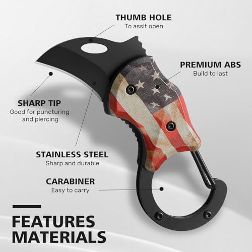 Image of VIRENKNIFE Folding Pocket Utility Knife,Small Pocket Knife with 1.38''Sharp Blade, EDC Knife for Men Women,Mini Keychain Box Cutter for Everyday Carry,Great Gift for Men (USA Flag)