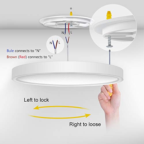 LightingWill 12 Inch LED Flush Mount Ceiling Light Fixture, 4000K Nurture White, 3200LM, 24W, Flat Modern Round Lighting Fixture, 240W Equivalent White Ceiling Lamp for Kitchens, Bedrooms.etc.