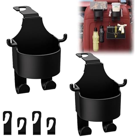 Multifunctional Hook for Car Seat Back,Multifunction Seat Cup Holder for Car,Car Back Hanging Mount Cup Storage,3 in 1 Car Hook ＆ Backseat Cup Holder,Car Seat Headrest Cup Holder with Hooks (2 PCS) Cover