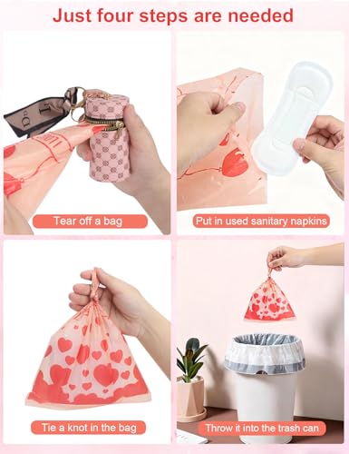 Sanitary Napkin Disposal Bags with Dispenser, Feminine Hygiene Disposal Bags, 225 Pcs 13\"x9\" Thick Heavy-Duty for Tampon & Napkin Privacy, Portable Refill Bags for Women Travel Home & Party - Thumbnail 6