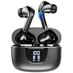 HATMIG Bluetooth Kopfhörer, In Ear Kopfhörer Bluetooth 5.3 ENC Lärmreduzierung, LED-Anzeige In Ear Kopfhörer, Dual-Mic Stereo Sound Kopfhörer Kabellos Smart Touch -Schwarz