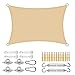 XUEWANG Rechteckig Schattensegel 3.5x4m 98% Uv-Block Kühlbereich Sonnenschut markise Mit Befestigung Set Für Freizeit Strandhof Parkplatz Pflanzen Draussen, Beige