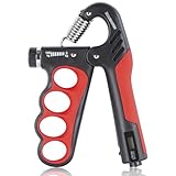 Grip Strength Trainer, Forearm Strengthener, 11-220 Lbs Adjustable Hand Squeezers for Strength with Digital Counter, Home Gym Equipment Forearm Trainer for Muscle Building and Injury Recovery,red