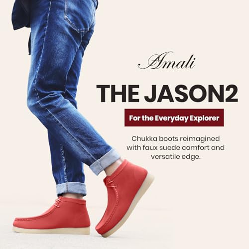 Image of Amali Casual Chukka Boots for Men, High-Top, Lace Up Suede Men's Shoes, Desert Boots with Crepe Rubber Sole