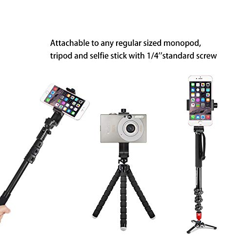 Ailun Handy Stativ Adapter Smartphone Halterung Handyhalter Selfie Stick Einbeinstativ verstellbare Klemme mit 1/4Schraubenkopf Stativ Tripod für iPhone Samsung Huawei und alle Handys (Mount Adapter)