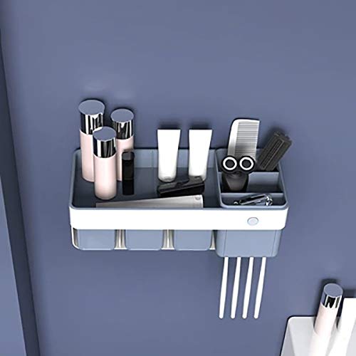 Esterilización inteligente Holder Kit Cepillo de dientes Pasta de dientes de almacenamiento del estante con la máquina de afeitar de la taza de baño Organizador Accesorios (Color : Grayish white)