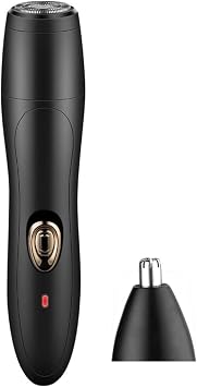 QIYUDS Mens Ear and Nose Hair Trimmer with Cleaning System, Wet Dry High-Performance,2 in 1 Painless Nose Hair Trimmer, USB Rechargeable Facial Hair Remover for Men Face Hair