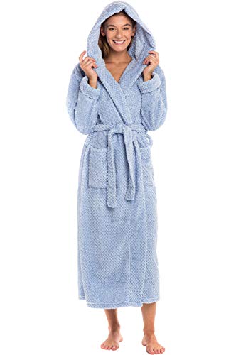 Image of Alexander Del Rossa Womens Fluffy, Fuzzy Robe for Women,Women's Long Hooded Robes, Plus Size