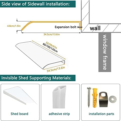 Modern Transparent Door Canopy Awning, 3.5mm Thick Rain Shelter, Stylish Porch Cover, Invisible Window Awning for Front & Back Porch Protection