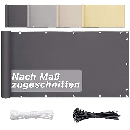 Balkon Blickdicht Sichtschutz 75cm x 700cm- Balkonbespannung Sichtschutz Sichtschutz Und Windschutz, Terrasse Aus Polyester, Deko für Balkongeländer, Terrasse & Garten - Anthrazit…