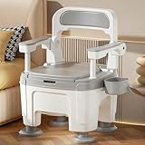 Nachttisch-Toilettenstuhl, Mobiler Tragbarer Toilettenstuhl For Erwachsene, Duschstuhl Mit Griffen, Rutschfest, For Senioren, Behinderte, Ältere Menschen(E)