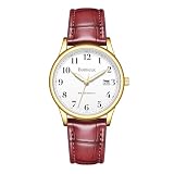 Timever Orologio da uomo classico ed elegante con cinturino in pelle,3 lancette,data,impermeabile fino a 3 ATM,numeri grandi,regalo per uomo