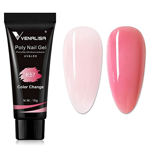 Venalisa Poly Builder Gel - Poly Nail Gel, 15g Acrylic Polish Extension, Transparent Camouflage, Manicure and Pedicure Art (Poly-15g-K57)