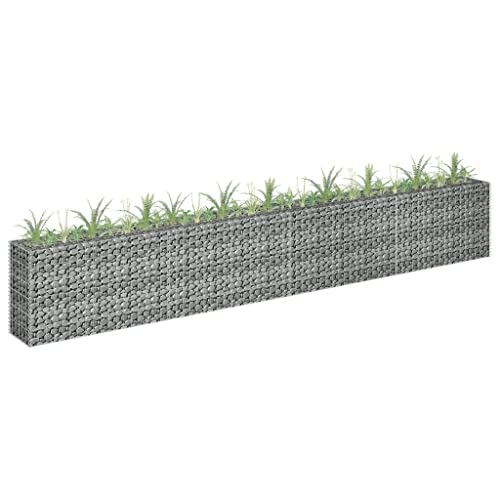Vidaxl Gabion Raised Bed Planter Basket Pot Wall Outdoor Garden Lawn Patio Border Gardening Flower Plant Galvanized Steel 106.3"X23.6" #TOP2