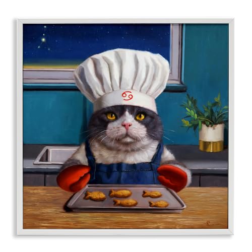 Cat Chef Astrological Symbol, 24 x 24 Inch Framed Giclée Print