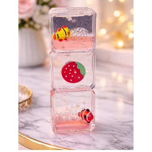 Image of Acrylic Liquid Motion Desk Decor | Stress Relief Sensory Toy | Clear Floating Space Blocks | Tabletop Decorative Showpiece for Office, Home & Gifting