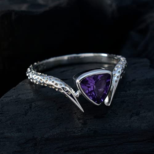 Bague Saint Valentin en argent 925 triangle et pierres précieuses