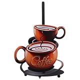 WEKADRIN Portarrollos de Papel de Hierro con Diseño de Taza de Café Vintage Soporte Estable para Toallas de Cocina Organizador Funcional y Decorativo para Aficionados al Café