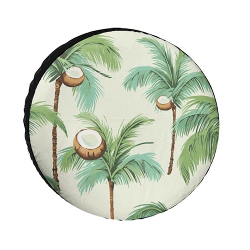 Summer Coconut Tree Universal Waterproof Trailer Tire Cover, Custom Trailer Wheel Cover, for Trailers, Trucks, RVs, Off-Road, 24-36 inches (Fits
