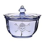 Glass Embossed Pirate Skull Sugar Bowl Snack Food Storage Jar with Lid