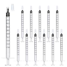1 ml Syringe Without Needle, Syringe for Liquid with Cap, Oral, Scientific Labs, Measurement, Pack of 12