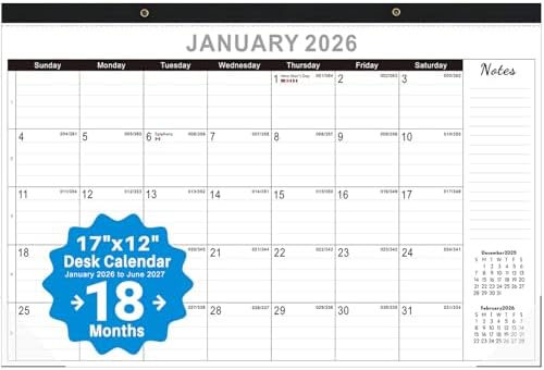 2026 desk calendar 17x12 Inch-Wall & Desk Planner Dual-Use Design...