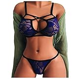 callmo Sexy Unterwäsche Für Damen Für Sex, Nachthemd Damen Baumwolle, Damen BH Set Spitze V Push Up Bügel BH Bra und Slip Unterwäsche Lingerie Panty Dessous Sets sexy Dessous Damen für Sex
