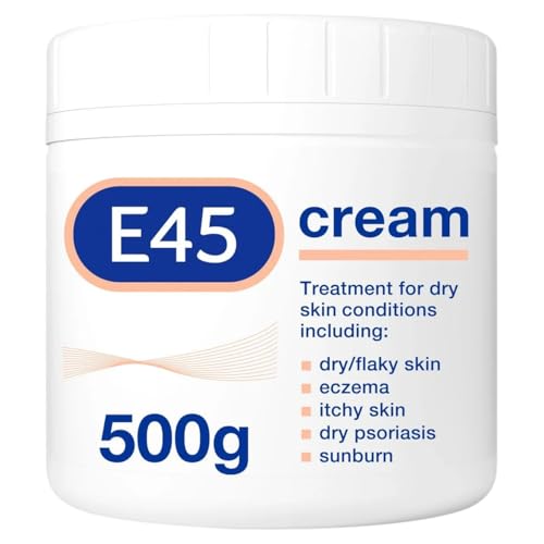 E45 Moisturiser, Body, Face And Hand Cream For Dry, Flaky Skin, Suitable For Eczema, Dry Psoriasis, Sunburn, 500g Tub