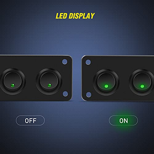 Image of Nilight 5 Gang 3 Pin Rocker Switch Panel On Off SPST Toggle | 12V 12V /20A 24V /10A Pre-Wired for LED Light Bar Rear Rock Lights Cars Trucks RV Boats 4X4 Green