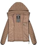 MARIKOO Damen Übergangsjacke Steppjacke mit Kapuze gesteppt 21 Farben XS-XXL Samtpfote (Taupe Grey, M)