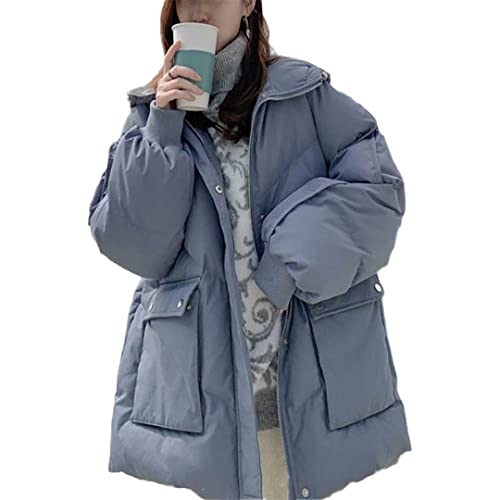 Manteau à capuche en coton femme automne hiver veste bleue XS