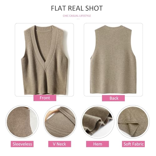 Blostirno Women's Sweater Vest V Neck Knit Pullover Vests Trendy Solid Knitwear Sleeveless Sweaters Tops4