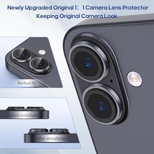 Image of for iPhone 17 Camera Lens Protector Original Individual Lens Screen Protector | 9H Hardness, Scratch-Resistant, Case Friendly (Black)