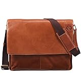 Vintage Ledertasche Herren 15,6 Zoll | Große Tasche mit vielen Fächern und 15.6 Zoll Laptop-Fach zum Umhängen vielfältig einsetzbar und ein echter Blickfang
