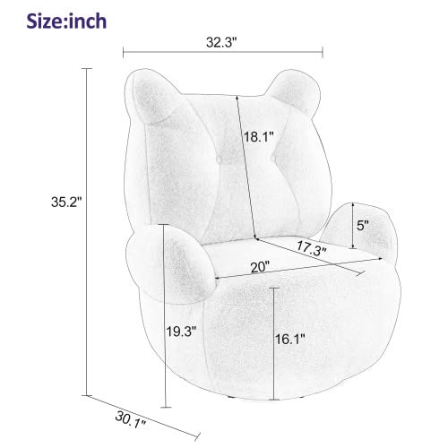 I-Pook Swivel Accent Chair, Teddy Short Plush Particle Velvet Armchair, 360 Degree Swivel Barrel Chair For Living Room, Hotel, Bedroom, Office, Lounge, White #TOP1