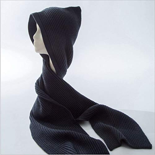 Cagoule cache-oreilles uni femme avec écharpe d'hiver #YIF1182 - 5