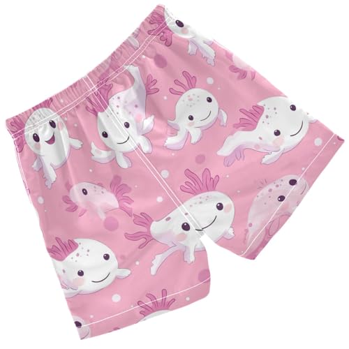 Pigsaly Boys Swim Trunks Axolotls Polka Dots Pink Boys Board Shorts Swimsuit Swimwear Summer Bathing Suit S2