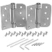 KS Hardware Self Closing Spring Hinge, 4" x 4" with 1 Square & 1 5/8" Radius Corners - Satin Nickel, 2 Pack
