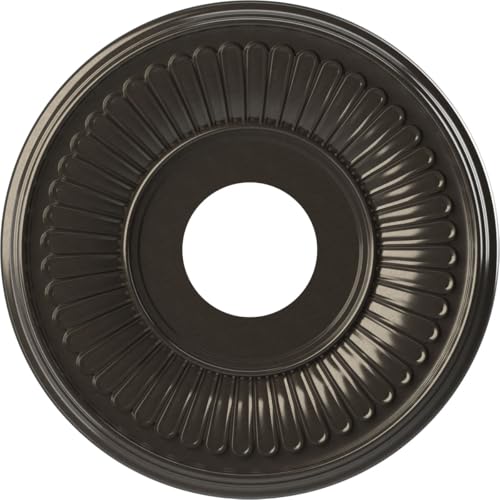Image of Ekena Millwork CMP13BECCH Berkshire Thermoformed PVC Ceiling Medallion (Fits Canopies up to 5 3 /4 inch), 13 inchOD x 3 1 /2 inchID x 3 /4 inchP, Metallic Charcoal