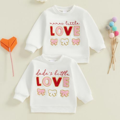 Valentines Day Toddler Boys Girls Baby Outfit Bow Letter Embroidered Long Sleeve Sweatshirt Kids Spring Clothes2