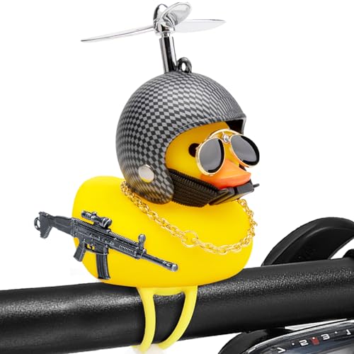 wonuu Rubber Duck Car Ornaments, Squeeze Duck Dashboard Decorations Bicycle Decor for Cycling Motorcycle & Bicycle Accessories Decorations (Black and White Grid)
