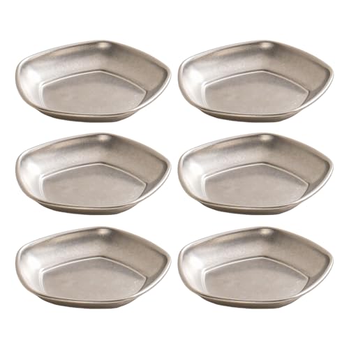 6Pieces Effective Stainless Steel Miniature Bowls Tray Stable Dishes for Sauce and Condiments in Delicate Designs Round Seasonin