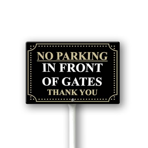 Vdenvileye No Parking In Front Of Gates Yard Sign 12" x 8" With 12.8" Long Metal Stakes No Parking Lawn with Stand Keep Off Aluminum Outdoor Use Home Business — image 1