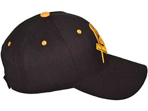 Boné de beisebol bordado 3D com símbolo maçom maçom ajustável (preto), Preto