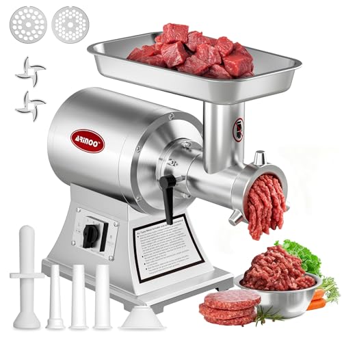 ARINOO Commercial Meat Grinder #12C, 0.9HP Heavy Duty Stainless...
