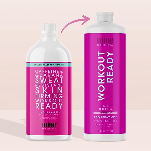 Image of MineTan Spray Tan Solution | Workout Ready - Fake Tanning Mist Best for Dark Bronzed Glow Skin Finish, Fast Drying, 1 Hour Express, Hydrating, Salon Professional Formula, Vegan, 33.8 Fl Oz