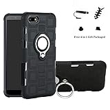 LFDZ Huawei Y5 2018 Anillo Soporte Funda 360 Grados Giratorio Ring Grip con Gel TPU Case Carcasa Fundas para Huawei Y5 2018 / Y5 Prime 2018 / Honor 7s Smartphone,Negro