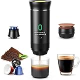 Macchina da Caffè Espresso Elettrica Portatile, Macchina Caffe Portatile 3 In 1 Macchina Caffe, 5 Minuti Auto-Riscaldamento, con USB-C, Compatibile con Piccole Capsule, Grandi Capsule, Caffe Macinato